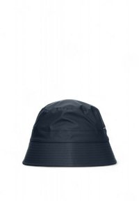 Cappello a secchiello impermeabile di colore blu navy, con parte superiore rotonda, ampia visiera e dettagli in superficie testurizzata. Presenta un design pratico per l'uso all'aperto.