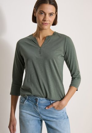 Cecil 3/4-SLEEVE TOP WITH SPLIT NECK AND ELASTICATED HEM - Blouse - dried olive green