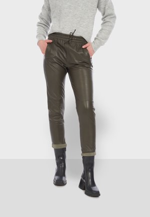 GIFT - Pantalón de cuero - dark khaki