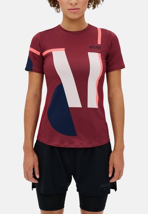 THE RUN SHIRT SHORT SLEEVE WOMEN - Sports T-shirt - dark red geometrics