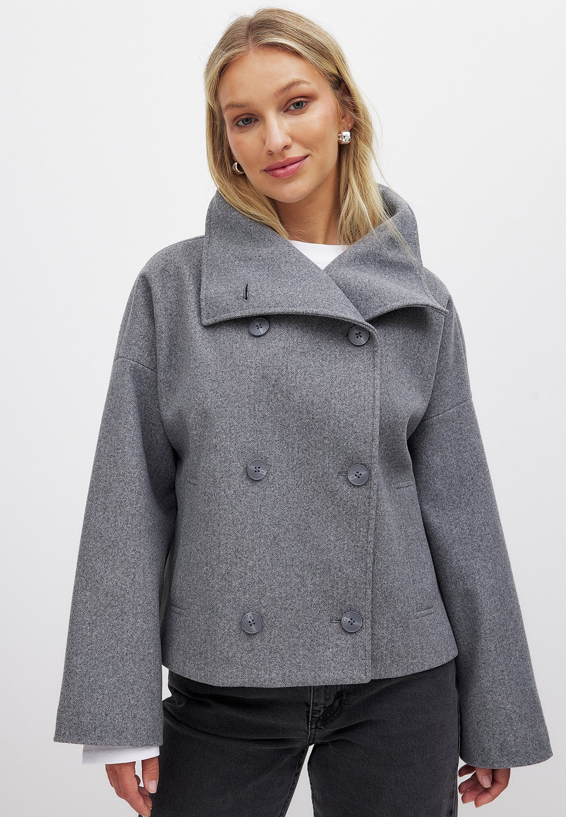 NA-KD Short coat - dark grey - Zalando