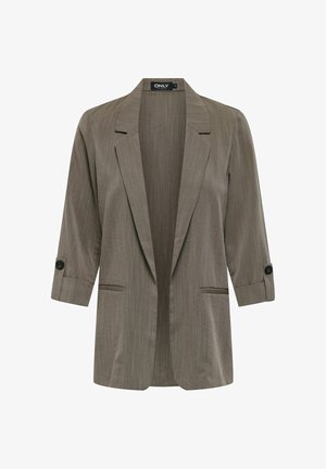 Lichtbruine blazer met ontspannen pasvorm van gestructureerde stof, voorzien van een notchkraag, driekwart mouwlengte en twee voorzakken.