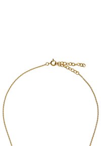 Halskette aus goldfarbenem Metall mit feinem Glieddesign, ausgestattet mit einem Verschluss und einer verstellbaren Kette mit mehreren Längen für Vielseitigkeit.