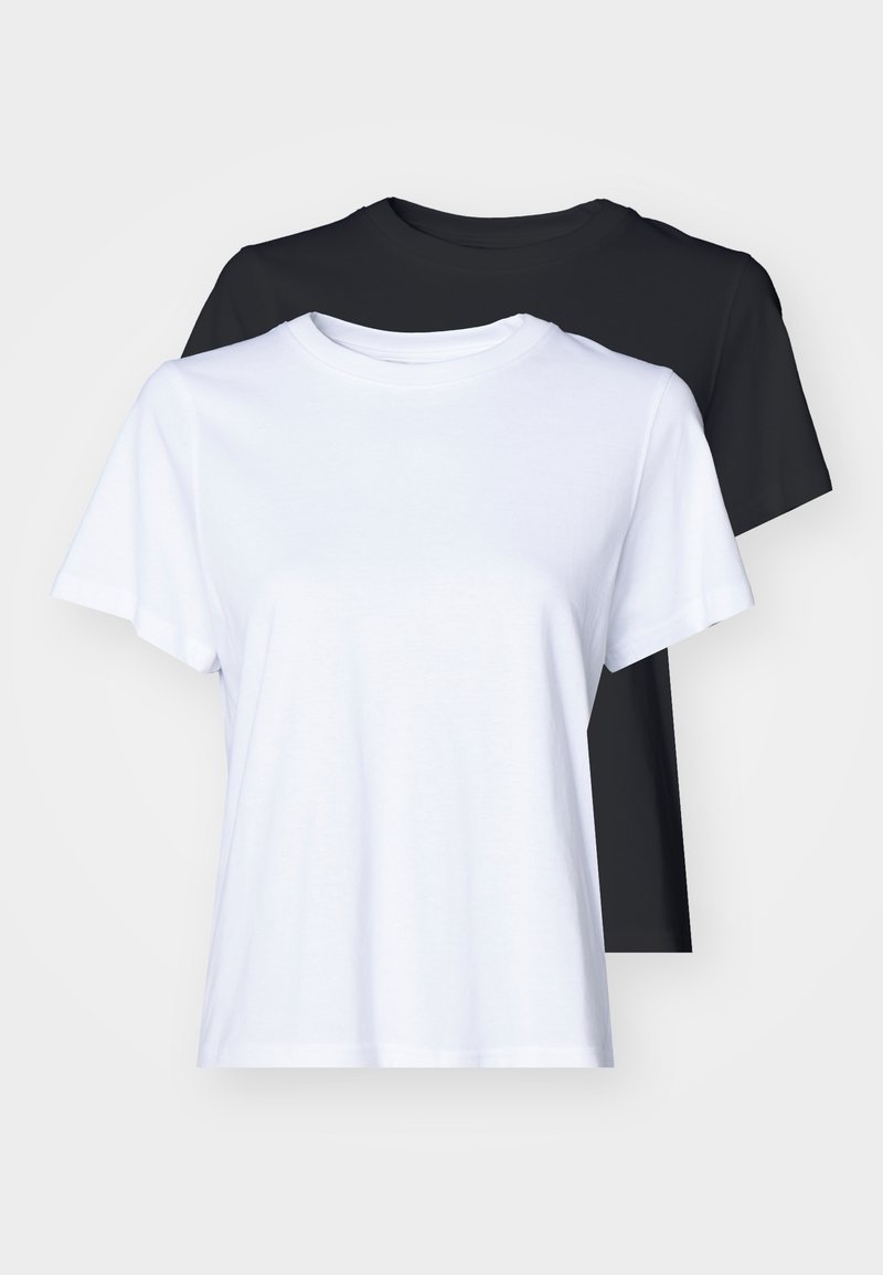 Weekday ESSENCE STANDARD 2 PACK - Pamata T-krekls - black/white/melns ...