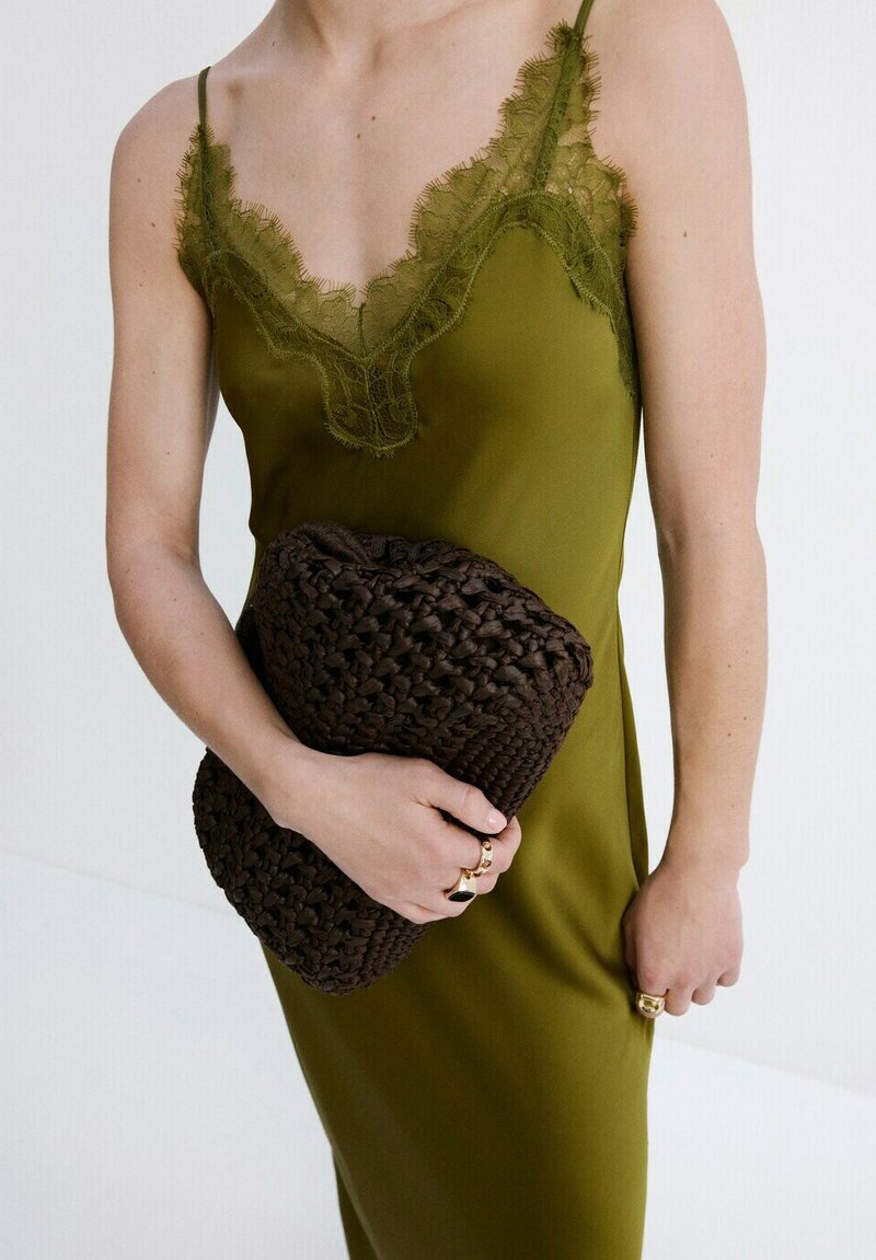 green emerald velvet dress MANGO Green Lace Camisole Dress UK S