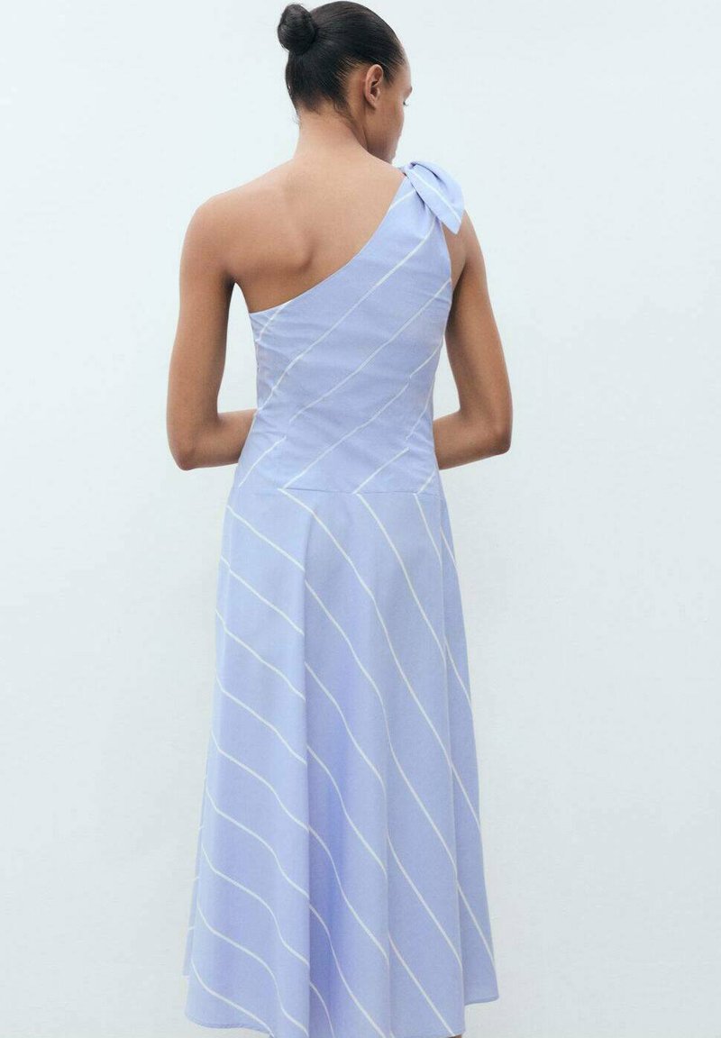 pleated asymmetric dress Novelle One Shoulder Pleated Asymmetrical Maxi Dress: Midnight Blue