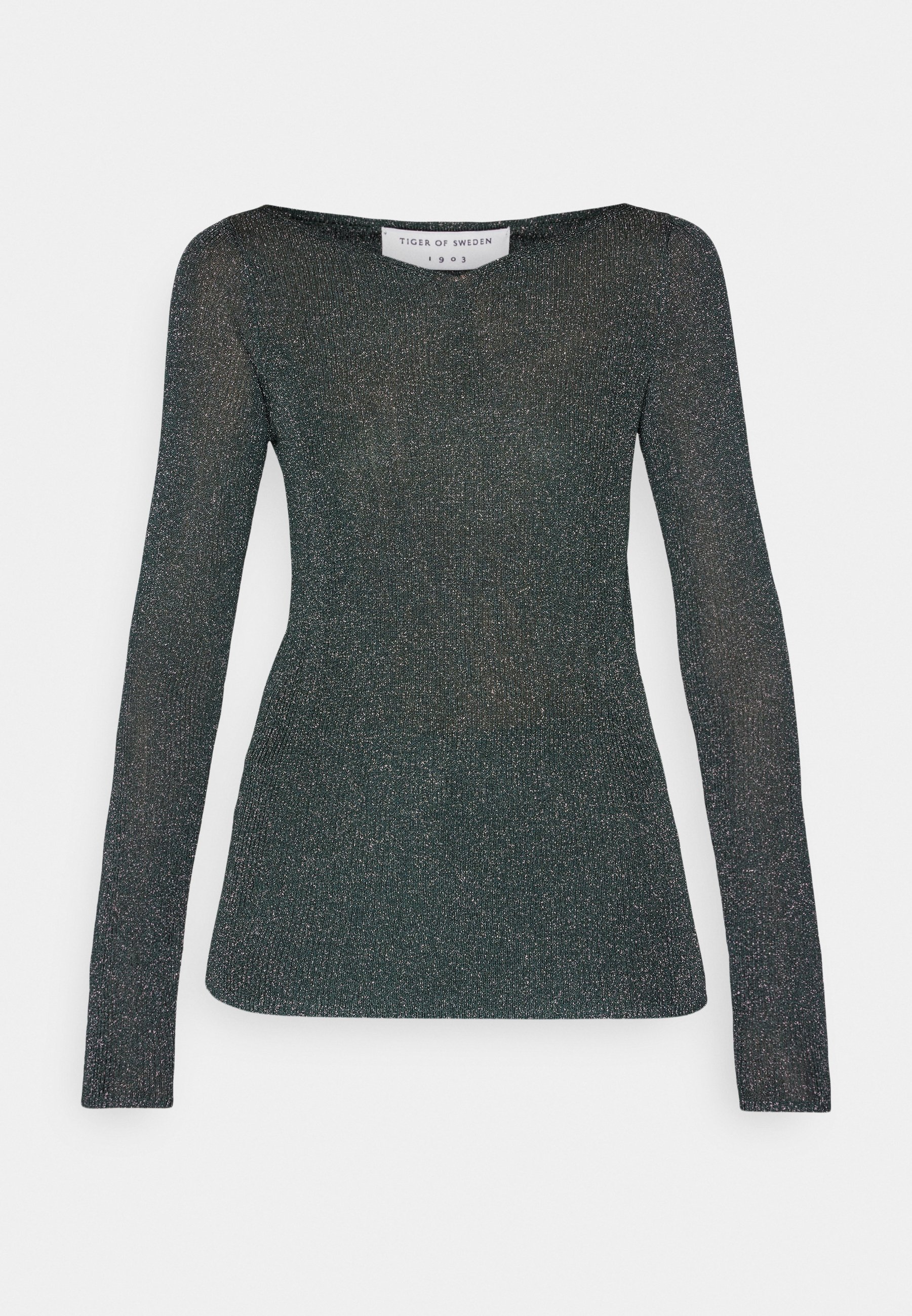 売れ筋商品|||タイガー オブ スウェーデン Tシャツ レディース トップス ALIIANNA - Long sleeved top - black green Tiger of Sweden ALIIANNA - Long sleeved top - black green