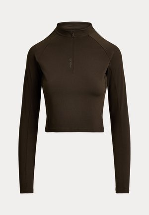 SUEDED JERSEY CROPPED HALF-ZIP - Top s dlhým rukávom - dark beech