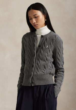 Polo Ralph Lauren CABLE-KNIT WOOL-CASHMERE CARDIGAN - Cardigan - flannel grey heather