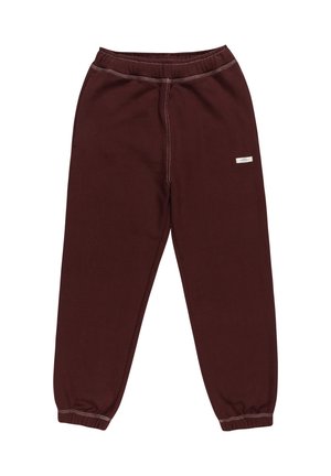 Bordeaux sweatpants med elastisk talje, tapered ben, kontraststing og en lille labeldetalje på fronten. Blødt materiale.