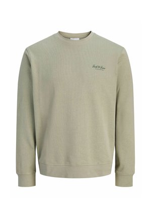 Svijetlozelena majica s okruglim izrezom, dugim rukavima i malim tekstualnim logom ""Jack & Jones"" na lijevoj strani prsa.