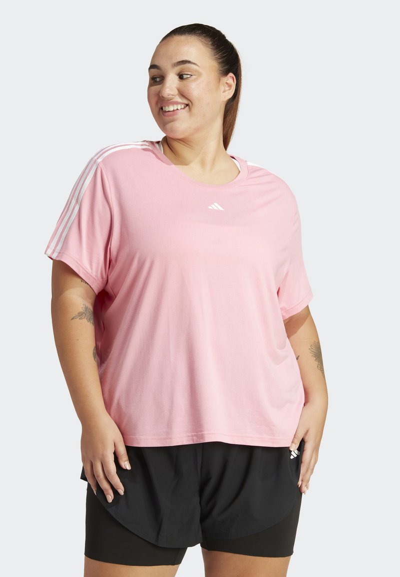 adidas Performance - AEROREADY ESSENTIALS 3-STRIPES PLUS SIZE - Sporta krekli - bliss pink/white, Palielināt