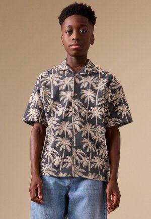 Next, REGULAR FIT - SHORT SLEEVE COLOUR BLOCK SHIRT  . - Košeľa - black/ecru
