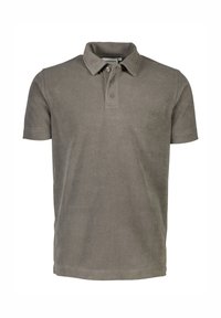 Polo shirt met korte mouwen in een gedempte grijze stof. Beschikt over een klassieke kraag, een placket met drie knopen en een ontspannen pasvorm. Zachte textuur.