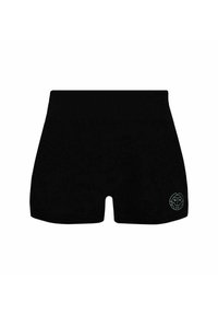 Pantaloni sportivi neri con vita alta, realizzati in tessuto elasticizzato. Presentano un logo discreto nell'angolo in basso a destra.