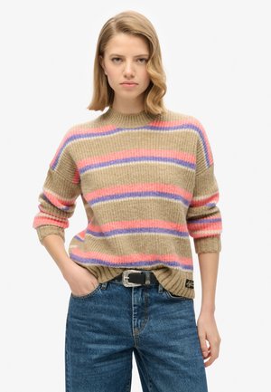 Superdry & Co, MULTI STRIPE CREW  - Pullover - caramel brown multi