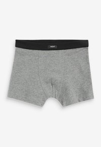 Graue Herrenboxershorts mit einem schwarzen elastischen Bund und einem kleinen "NEXT"-Label in der vorderen Mitte.