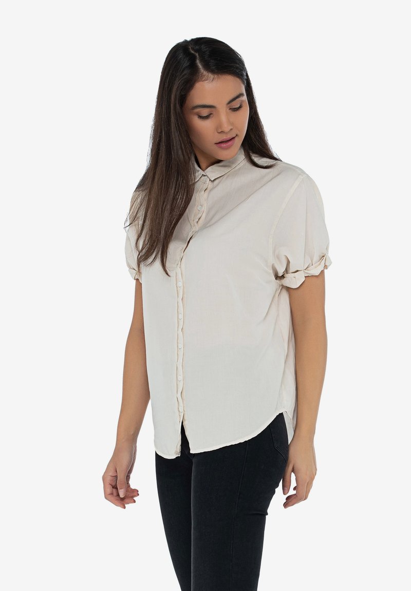 Sweet Simplicity Button Down Blouse in Oatmeal
