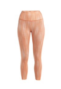 Højtaljede leggings i lys orange med et struktureret, stribet mønster. Glat stof med en tætsiddende pasform og ankellængde.