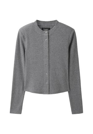 Stradivarius, KNIT CARDIGAN WITH SHOULDER PADS - Gilet - grey