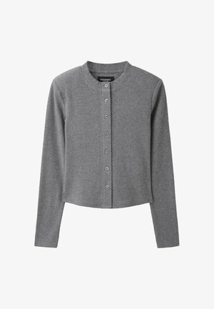 Stradivarius, KNIT CARDIGAN WITH SHOULDER PADS - Cardigan - grey