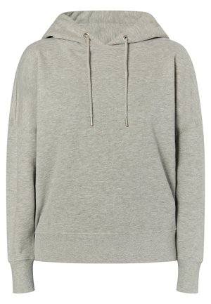 Svijetlo siva dukserica s kapuljačom izrađena od mekog materijala. Ima kapuljaču s vezicom, rebraste manžete i ležeran kroj.