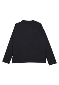T-shirt nero a maniche lunghe realizzato in cotone. Caratterizzato da un collo rotondo, taglio dritto e dettagli di cuciture minime lungo l'orlo e le maniche.