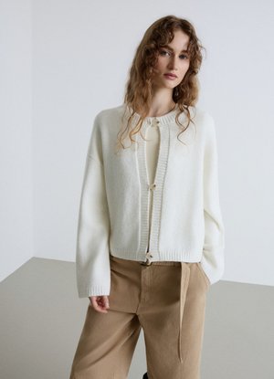Calliope, MAGLIA TINTA UNITA - Cardigan - bianco lana