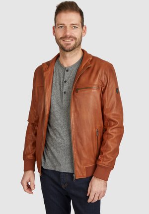 LEONARDO - Veste en cuir - cognac