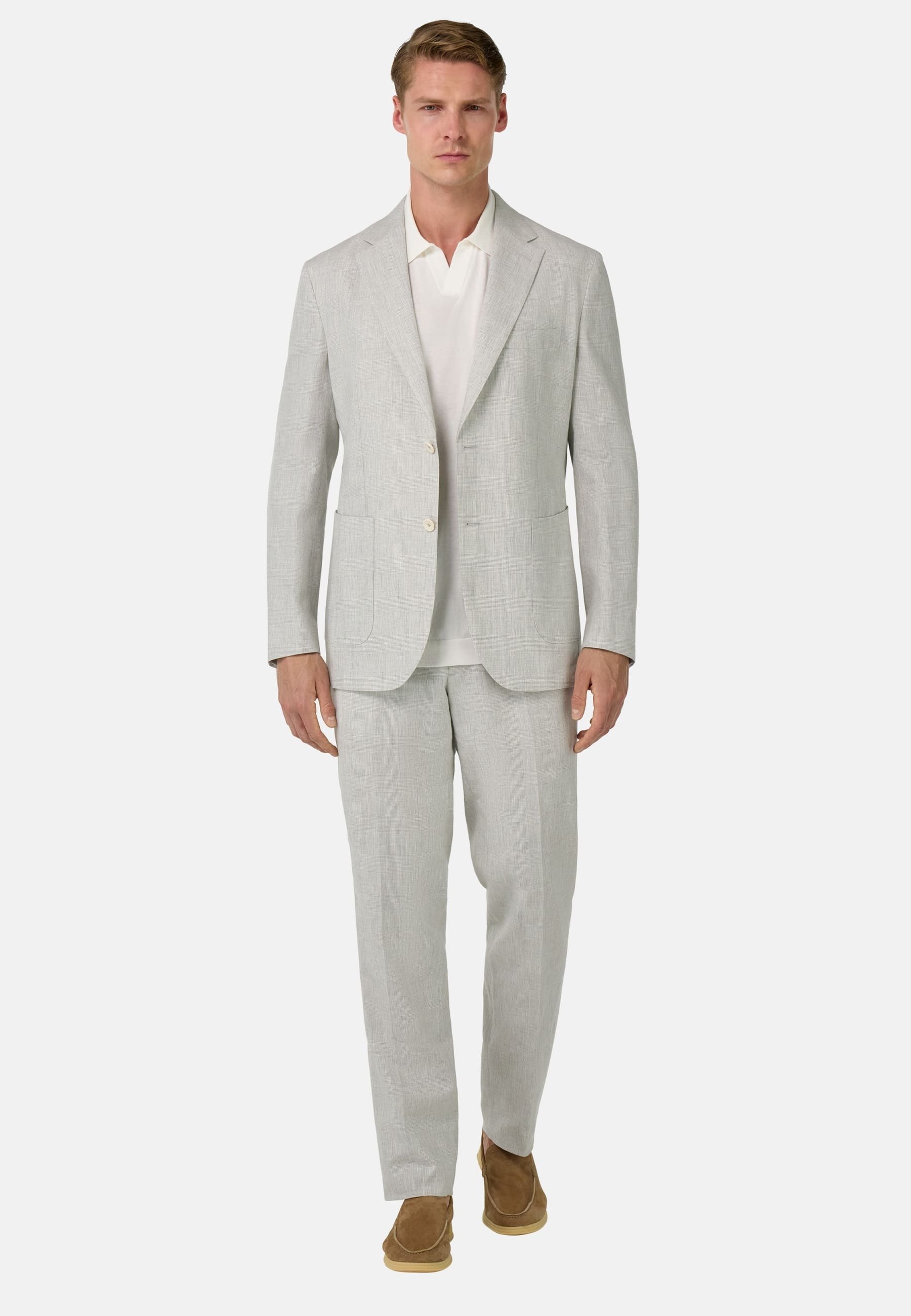 Grey Boggi Pantaloni Lino Boggi Milano PRINCE OF WALES CHECK SET