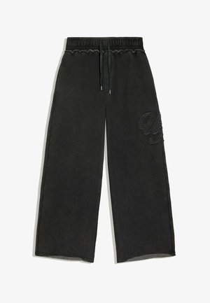 Bershka, SUPER BAGGY EMBROIDERED WASHED - TROUSERS - Trainingsbroek - dark grey