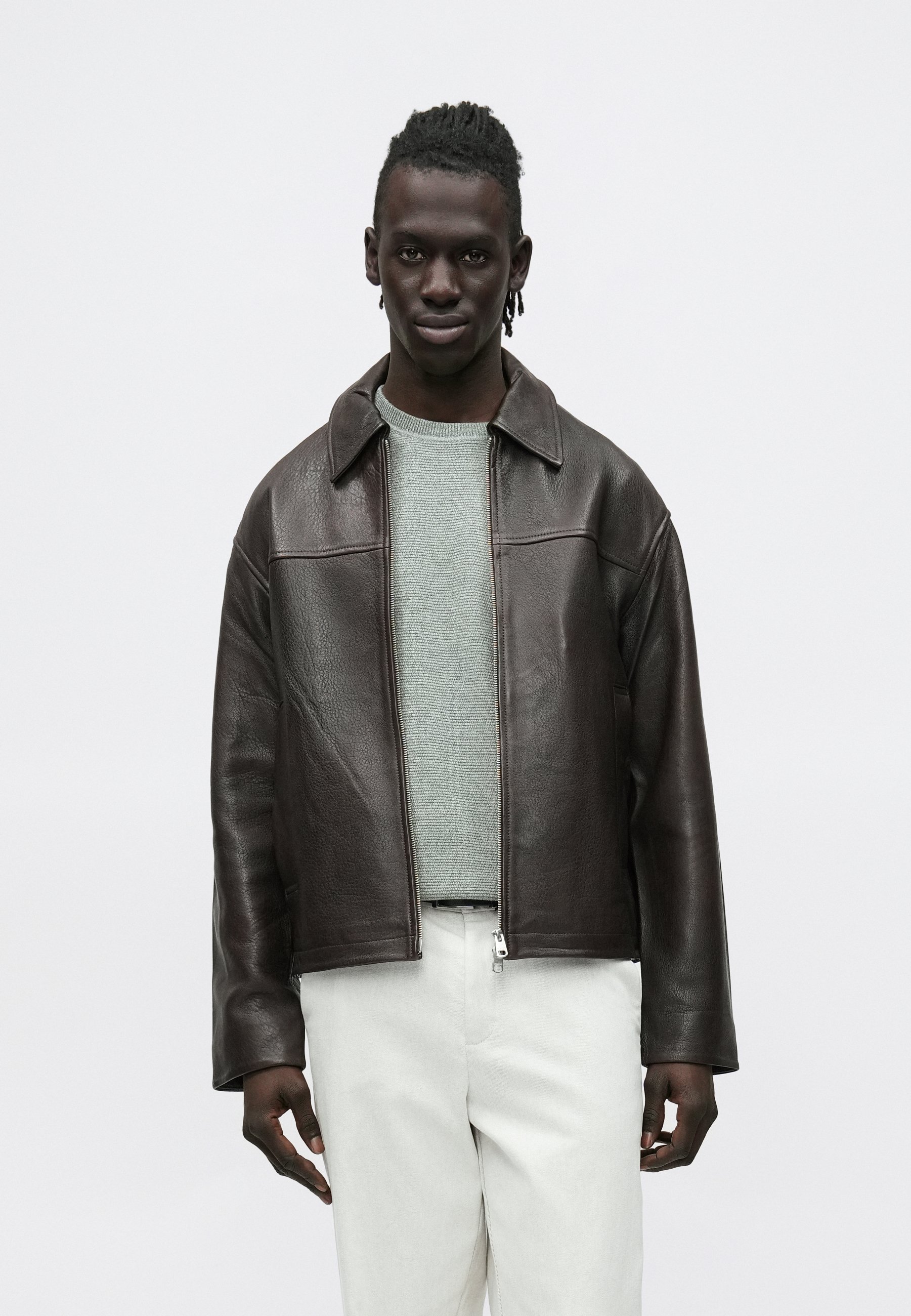 Selected SLHNOAH - Leather jacket - demitasse/brown - Zalando.co.uk