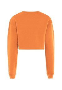 Ge cropped sweatshirt in feloranje, met lange mouwen, een ronde halslijn en geribbelde manchetten. Gemaakt van zachte, gestructureerde stof.