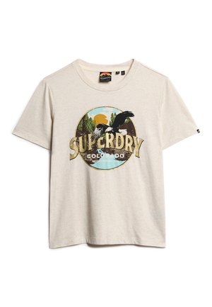 Superdry & Co, TRAVEL SOUVENIR - T-shirt print - oat cream marl