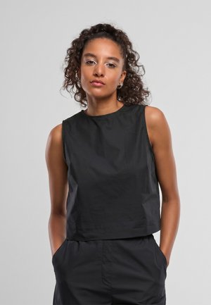Urban Classics, LADIES POPELINE CROPPED TOP - Blusa - black