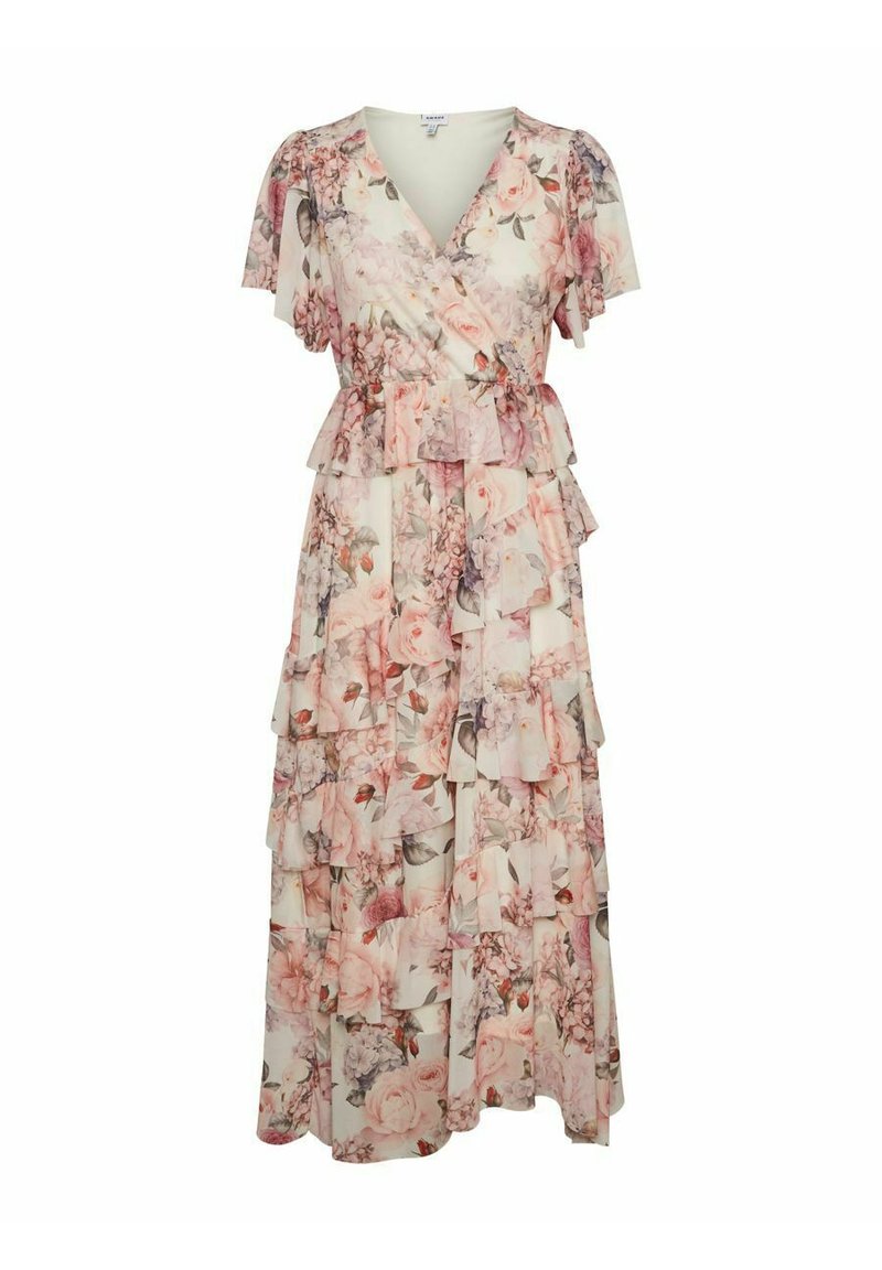 knee length dresses for ladies Nicky Long Sleeve Tiered Midi Dress Pink Floral main image 0