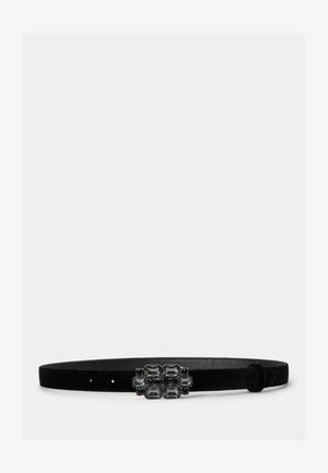 Lauren Ralph Lauren, JEWEL-EMBELLISHED VELVET BELT - Ceinture - black
