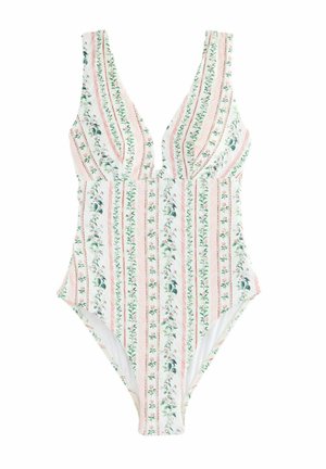 PLUNGE TUMMY CONTROL - Plavky - pink/cream ditsy floral lace