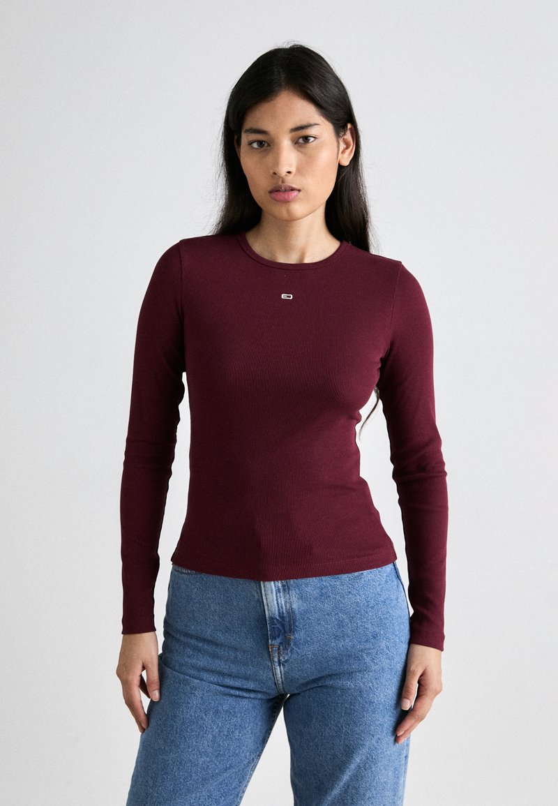 Tommy Jeans SLIM ESSENTIAL - T-shirt à manches longues - deep rouge