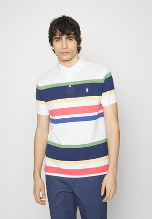 CUSTOM SLIM FIT STRIPED MESH POLO SHIRT - Koszulka polo - white multi
