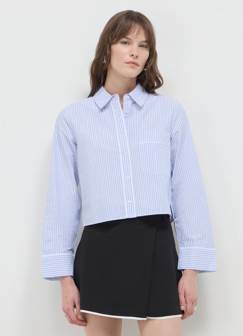 Calliope RIGHE CON TASCHINO - Camicia - var celeste