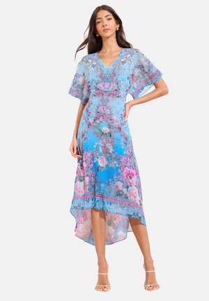 Lipsy, REGULAR FIT - V-NECK FLORAL FIT AND FLARE HIGH LOW MIDI DRESS . - Robe de jour - blue