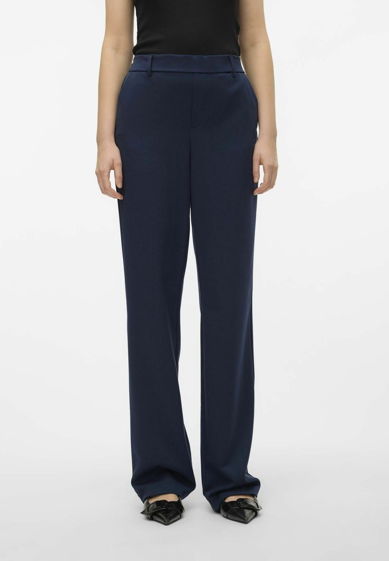Vero Moda VMMAYA MR STRAIGHT SOLID - Pantalones - navy blazer