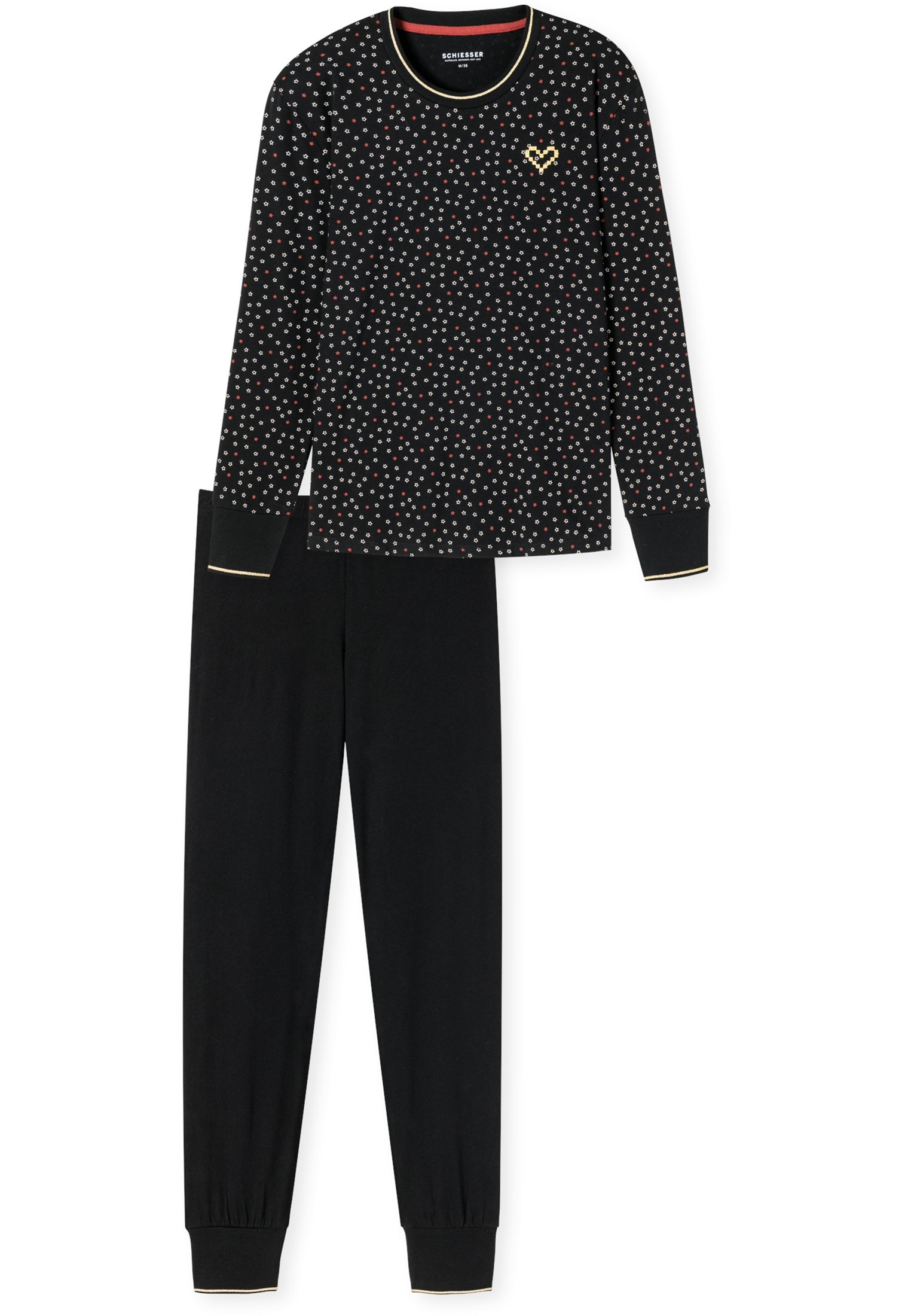 Pyjama Court Encolure En V Poche Poitrine Charbon Imprimé - Comfort