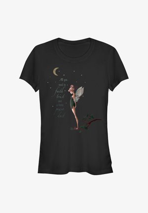 T-shirt noir avec un graphisme de fée coloré, accompagné du texte "Tout ce dont vous avez besoin, c'est de foi, de confiance et d'un peu de poudre de fée."
