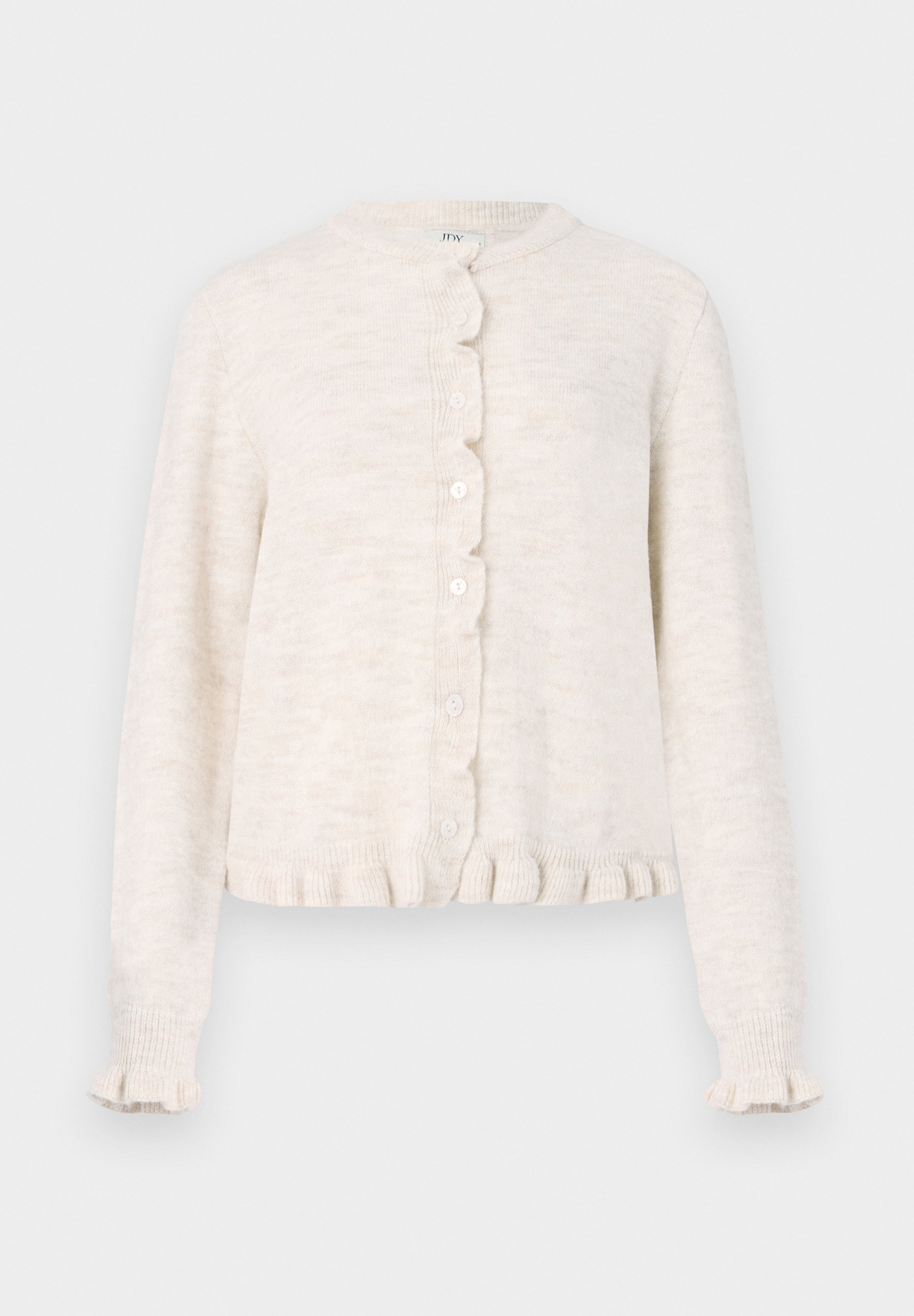 JDY JDYLETTY LS ON FRILL NOOS - Cardigan - birch/off-white