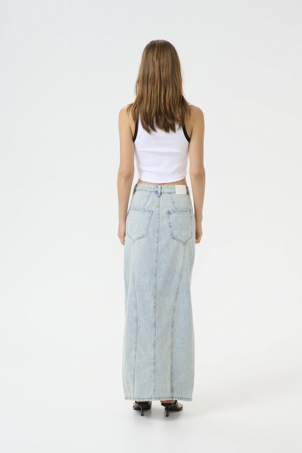 ASHER MAXI SKIRT - Denim skirt - mid acid wash2