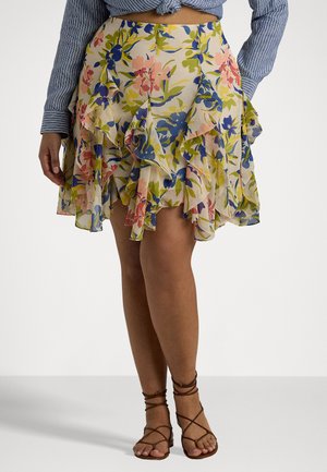 Lauren Ralph Lauren Woman QUASHANDA MINI - A-line skirt - cream/blue multi