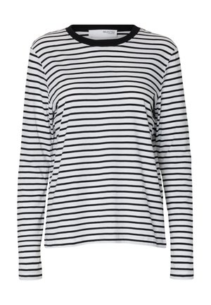 Selected, SLFESSENTIAL - Langærmet T-shirt - black/bright white