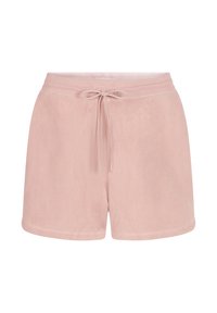 Roze fleece shorts met een elastische tailleband, een trekkoordsluiting en een zachte, gestructureerde oppervlakte. Middelste hoogte met een comfortabele pasvorm.
